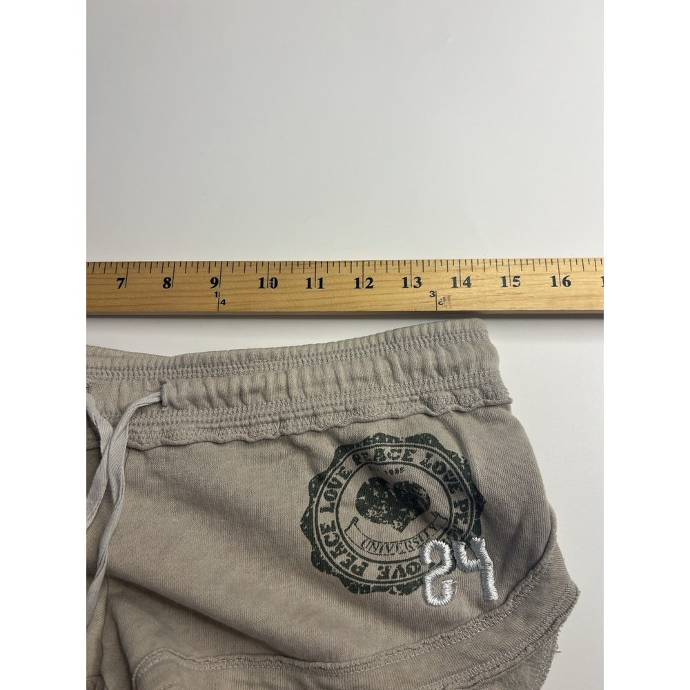 Vtg Y2K Derek Heart Micro Mini Low Rise Mini Sweat Shorts Women S Tan Comfy - Picture 8 of 10